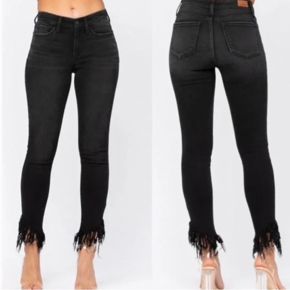 Judy Blue Denim - Judy Blue High Rise Black Frayed Hem Jeans